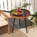 Round Sea Shell End Table with Epoxy Resin Finish by DirectDeals
