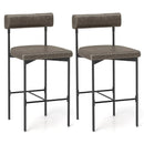 20 Inch Upholstered Bar Stools Set of 2 Counter Height Bar Chairs with Backrest-Brown by DirectDeals