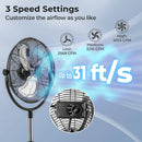 18 Inches High Velocity Pedestal Fan with 3 Speeds and Adjustable Height-Black by LJGDeals
