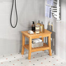 20 Inches Non-slip Shower Bench with Storage Shelf and Curved Top by LJGDeals
