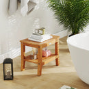 20 Inches Non-slip Shower Bench with Storage Shelf and Curved Top by LJGDeals