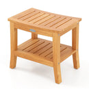 20 Inches Non-slip Shower Bench with Storage Shelf and Curved Top by LJGDeals