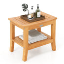 20 Inches Non-slip Shower Bench with Storage Shelf and Curved Top by LJGDeals