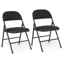 2 Pack Folding Chairs with Metal Frame and PVC Leather for Indoor Outdoor-Black by DirectDeals