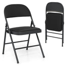 2 Pack Folding Chairs with Metal Frame and PVC Leather for Indoor Outdoor-Black by DirectDeals