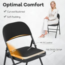 2 Pack Folding Chairs with Metal Frame and PVC Leather for Indoor Outdoor-Black by LJGDeals