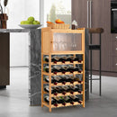20-Bottle Freestanding Bamboo Wine Rack Cabinet with Display Shelf and Glass Hanger-Natural by LJGDeals