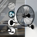 20 Inch Wall Mount Fan with 3 Fan Speeds and Adjustable Tilt Head-Black by LJGDeals