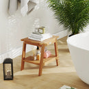 20 Inches Teak Wood Shower Bench with Storage Shelf and Adjustable Foot Pads by LJGDeals