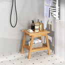 20 Inches Teak Wood Shower Bench with Storage Shelf and Adjustable Foot Pads by LJGDeals