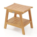 20 Inches Teak Wood Shower Bench with Storage Shelf and Adjustable Foot Pads by LJGDeals