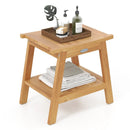 20 Inches Teak Wood Shower Bench with Storage Shelf and Adjustable Foot Pads by LJGDeals