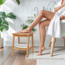 20 Inches Teak Wood Shower Bench with Storage Shelf and Adjustable Foot Pads by LJGDeals