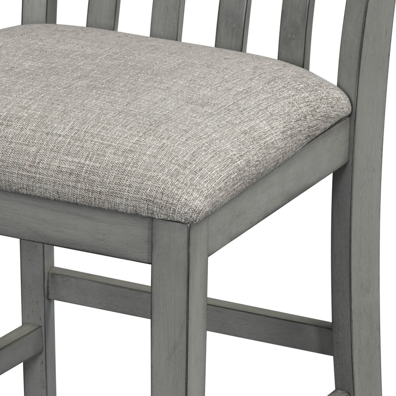 5-piece Counter Height Dining Table Set with Built-in Storage Shelves,Grey(OLD SKU W504S00143)