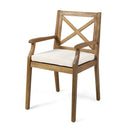 7 Pieces Acacia Wood Outdoor Dining Set with Cream Cushions by HouseOfZazla