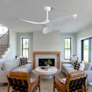 Indoor Ceiling Fan Without Light, 6 Speeds Reversible DC Motor, 3 ABS Blade Ceiling Fan White For Bedroom - White by Unique Piece Furniture