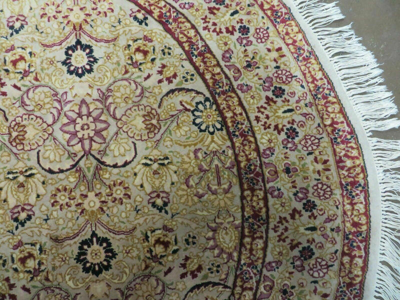 6' Handmade Fine Indian Wool Rug Carpet Round Silk Accent Beauty