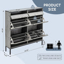 Large Shoe Cabinet with 4 Flip Drawers, Freestanding Shoe Cabinet Organizer with Metal Drawer Bracket, Shoes Storage Cabinet for Entryway, Narrow Shoe Rack Cabinet,Washed Gray