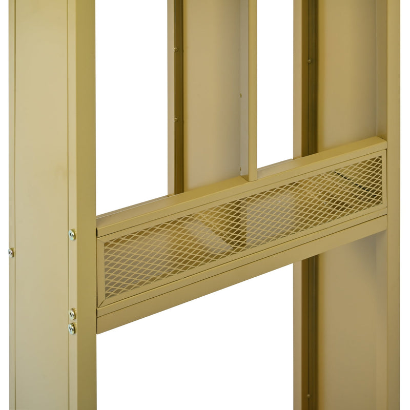 7-Piece Multi-Functional Modern Counter Height Dining Bar Table Set with Open Shelves and 6 Upholstered Stools for Dining Room, Bar and Cafe (White and Blue)