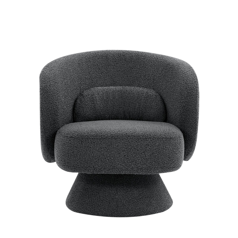 360 Degree Swivel Sherpa Accent Chair Modern Style Barrel Chair with Toss Pillows for home office, living room, bedroom, Dark Grey