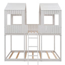 Bunk Bed With Roof, Window, Guardrail, Ladder by Unique Piece Furniture
