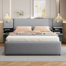 Upholstered Platform Bed With Reading Lights, Drawers, Trundle And Shelves by HouseOfZazla