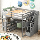 Loft Bed With Desk, Shelves, 2 Drawers, Storage Staircase by HouseOfZazla