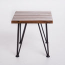 Zenith Outdoor Industrial Accent Table Set of 2 - Teak by HouseOfZazla
