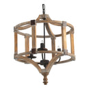3 - Light Wood Drum Chandelier, Hanging Light Fixture with Adjustable Chain for Kitchen Dining Room Foyer Entryway, Bulb Not Included