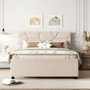 Upholstered Platform Bed With Brick Pattern Headboard And Twin Long Size Trundle by Unique Piece Furniture