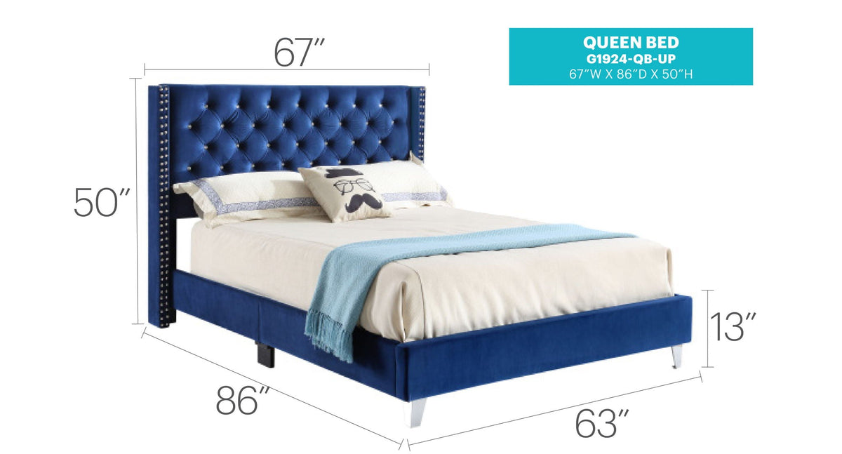 Upholstered Nailhead Trim Chic Bed, photo 9 of 40