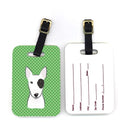 Green Checkered Bull Terrier Luggage Tag