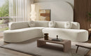 Extra Large Sectional Sofa Soft Fabric Upholstery, Elegant Curved Design With 3 Round Cushions, High-Resilience Foam by HouseOfZazla