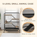 53.5" Small Animal Cage, 5-Level Metal Ferret or Bunny Cage with Wheels, Chinchilla Cage with Removable Tray, 2 Front Doors, Ramps, Gray