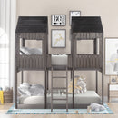 Bunk Bed With Roof, Window, Guardrail, Ladder by Unique Piece Furniture