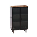 28.35" Glass Doors Modern Two-door Cabinet with Featuring Three-tier Storage, Unique Fir Cabinet Top, for Entryway, Living Room, Home Office, Dining Room