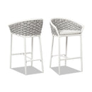 Rowan - Rope Barrel Low Back Patio Counter Stool (Set of 2) - Optic White by HouseOfZazla