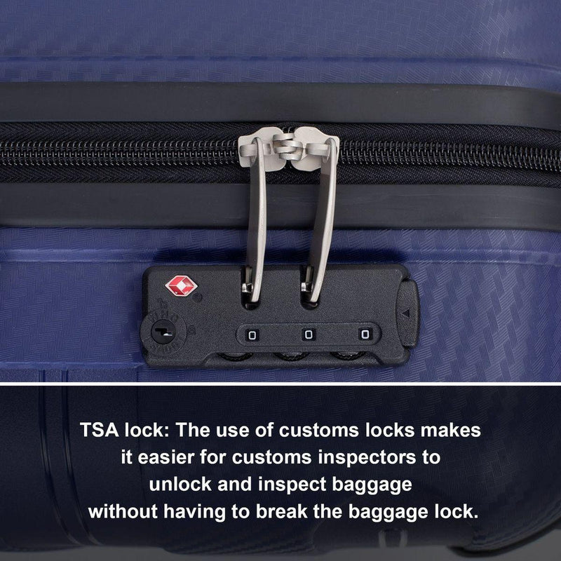 Hardshell Suitcase Spinner Wheels PP Luggage Sets Lightweight Durable Suitcase with TSA Lock,3-Piece Set (20/24/28), Navy