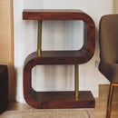 S Curve Brass Bedside Table - Dark Brown by HouseOfZazla