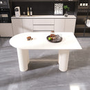 Modern Cream Style Dining Table With Round Wave Legs, 4 - 8 Person - Cream White by HouseOfZazla