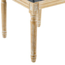 Elegant French Country Dining Chairs Set of 6 with Cane Backrest & Upholstered Seats in Blue Gray Solid Rubberwood Frame