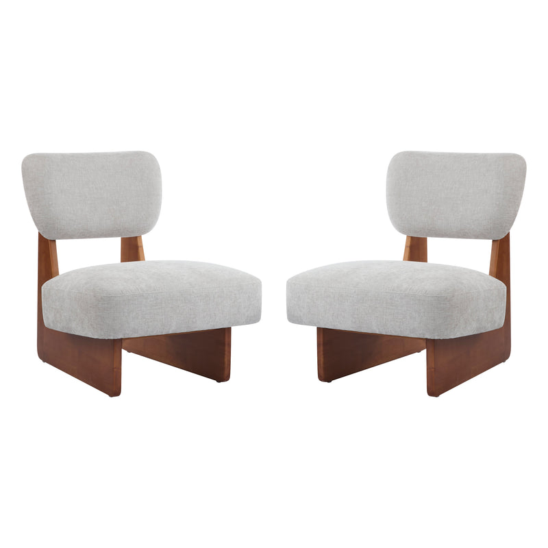 [Set of 2] Modern Lounge Chair with Polyester Upholstery, Sturdy Wood Base With Walnut Finish, Minimalist and Stylish Accent Seating for Living Room, Bedroom, or Office