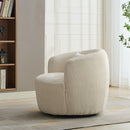 Wide Upholstered 360° Swivel Barrel Soft Chair With Pillow