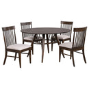 Shirley - 5 Piece Round Dining Table Set With Cushioned Chairs - Dark Walnut by HouseOfZazla