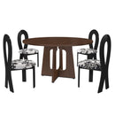 Round Dining Table For 4 With 4 Upholstered Chairs - Walnut / Black by HouseOfZazla