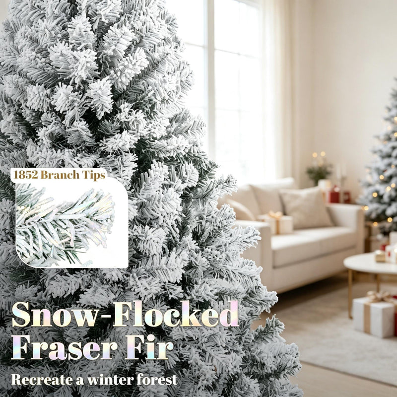 9 Ft Pre-Lit Flocked Fraser Fir Artificial Christmas Tree, photo 7 of 9