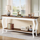 Console Table With Design, Extra Long Sofa Table For Living Entryway - Brown / White by HouseOfZazla