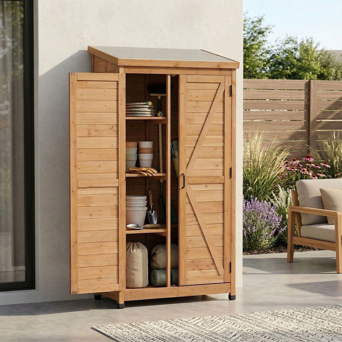 Outdoor Storage Shed With Vertical Tool Cabinet For Backyard, photo 7 of 35