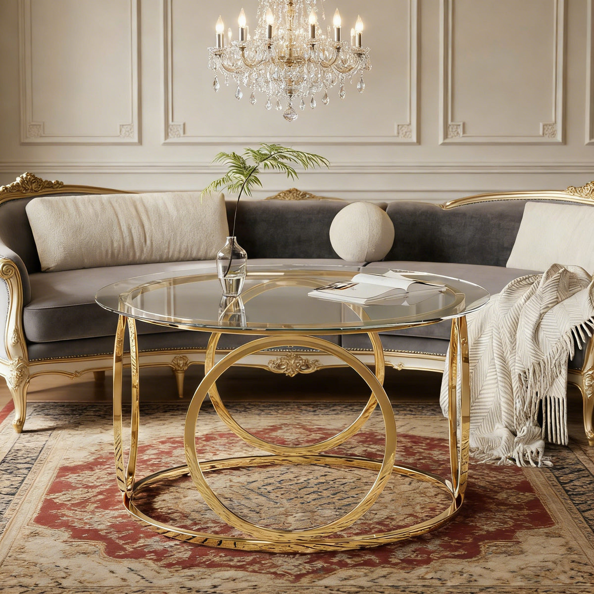 31.5" Modern Round Glass Top Coffee Table, photo 2 of 10