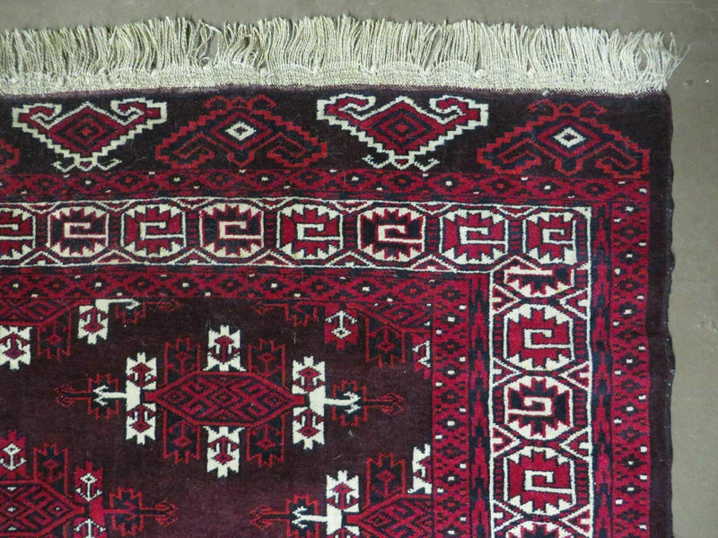 7' X 10' Antique Handmade Yamud Turkoman Wool Rug Excellent